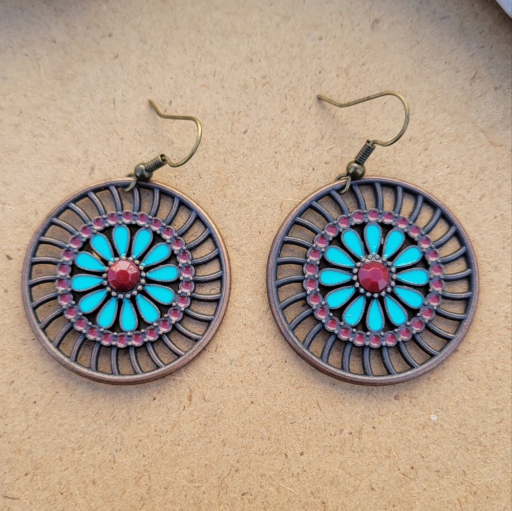 Vintage Rustic Boho Circle Earrings